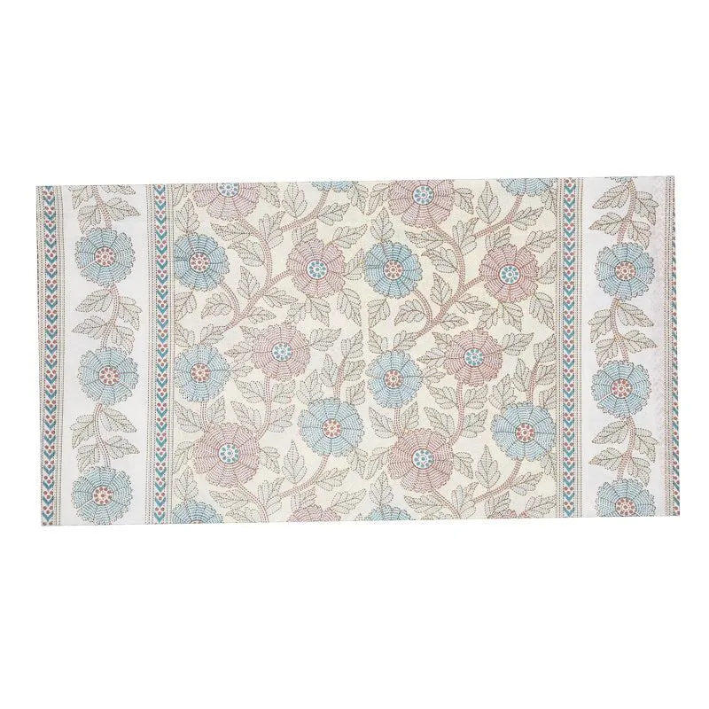 Neeraja Floral Diwan Set (Yellow & Blue) - Eight Piece Set media 4