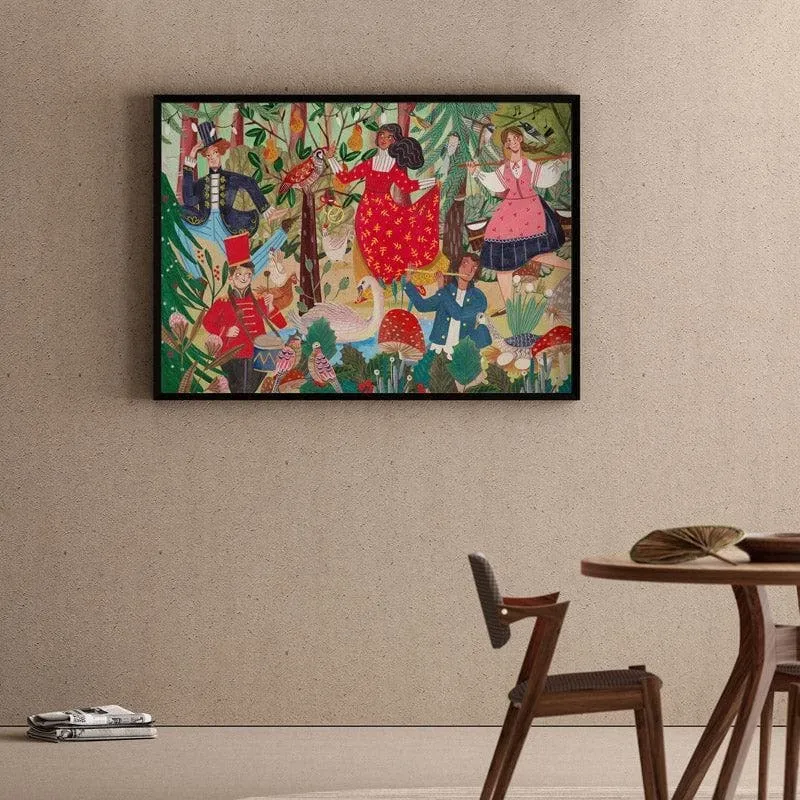 12 days of Christmas Canvas Wall Painting - Black frame media 1