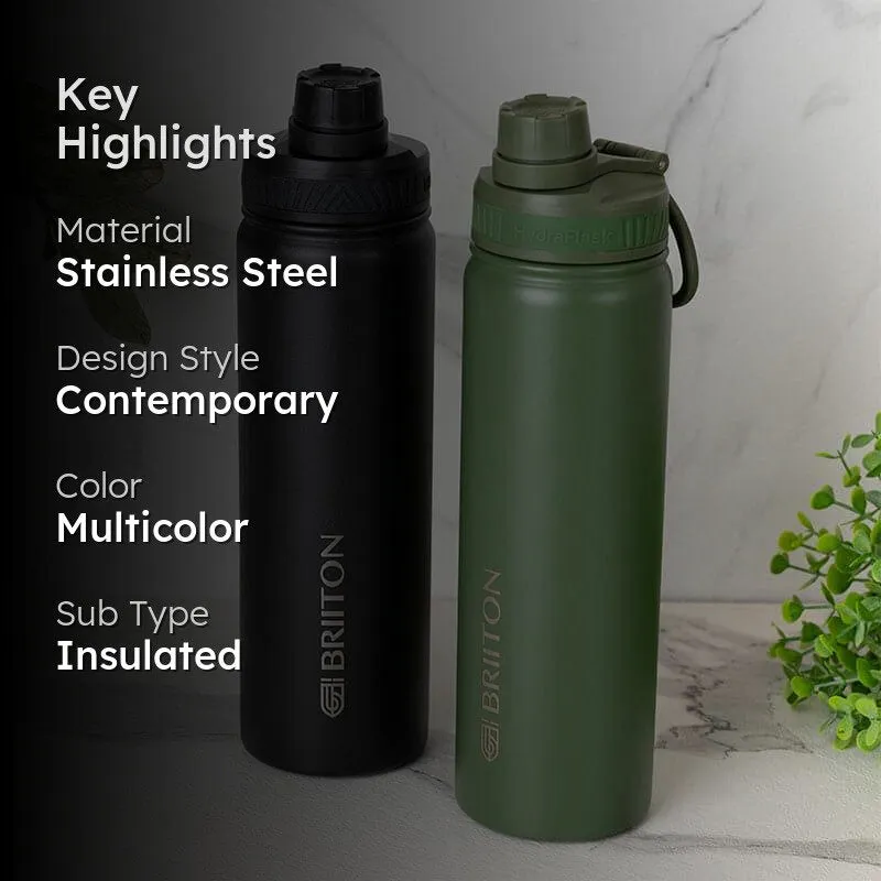 Drink Dazzle Hot & Cold Thermos Water Bottle (Black & Green, 750 mL Each) - Set Of Two media 2