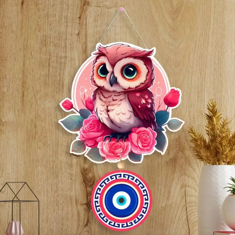 Cute Owl Nazar Polyester & MDF Wall Hanging