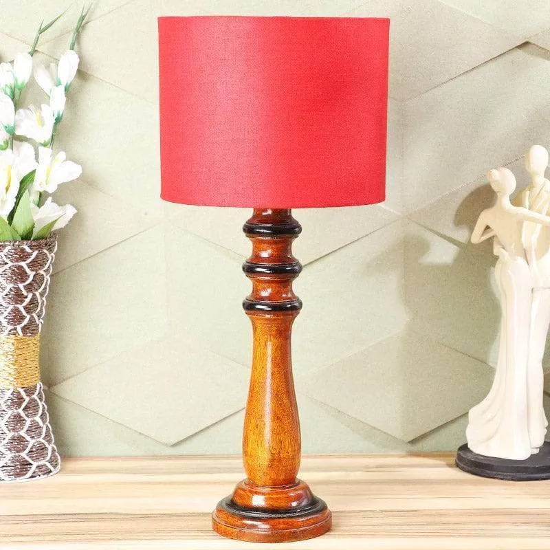 Rosa Rene Fabric Table Lamp - Red,Brown media 1