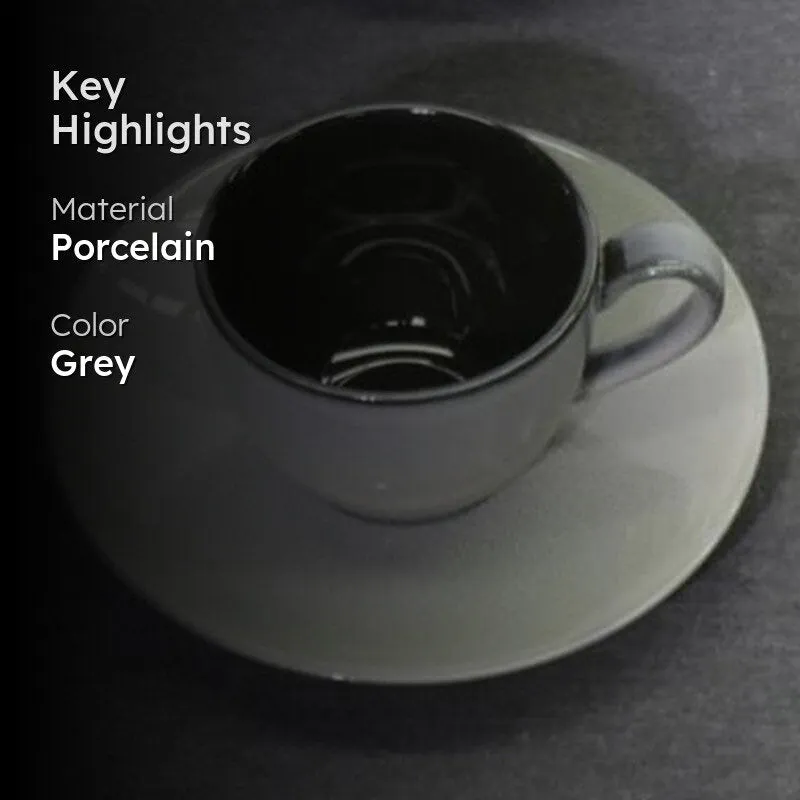 Midnight Grey Cup Saucer -Set of Six media 2