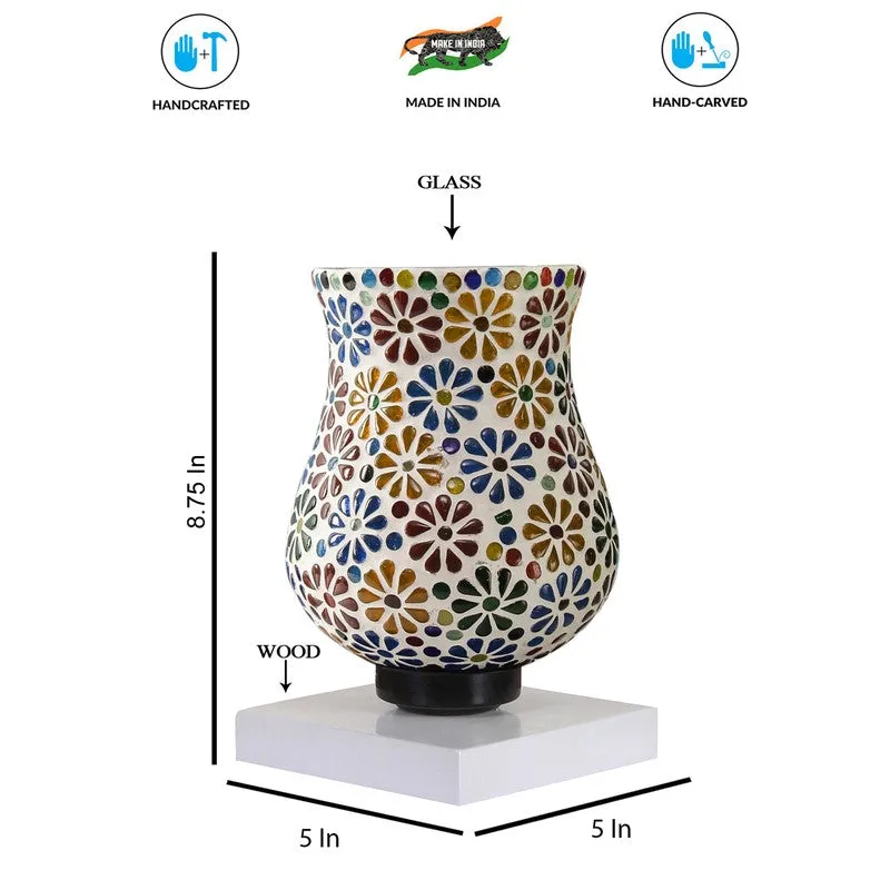 Flovira Mosaic Glass Table Lamp With Wooden Base - Multicolor media 9