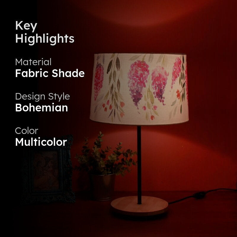 Nesora Flora Handpainted Fabric Table Lamp - Multicolor media 2