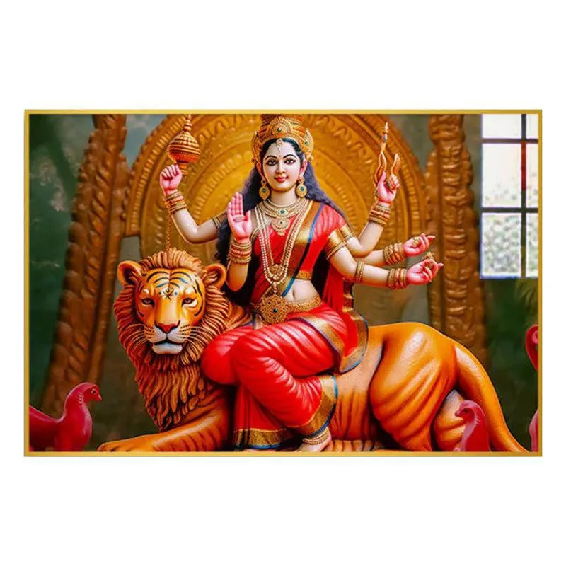 Divine Devi Spiritual Canvas Wall Art With Frame - Gold media 3