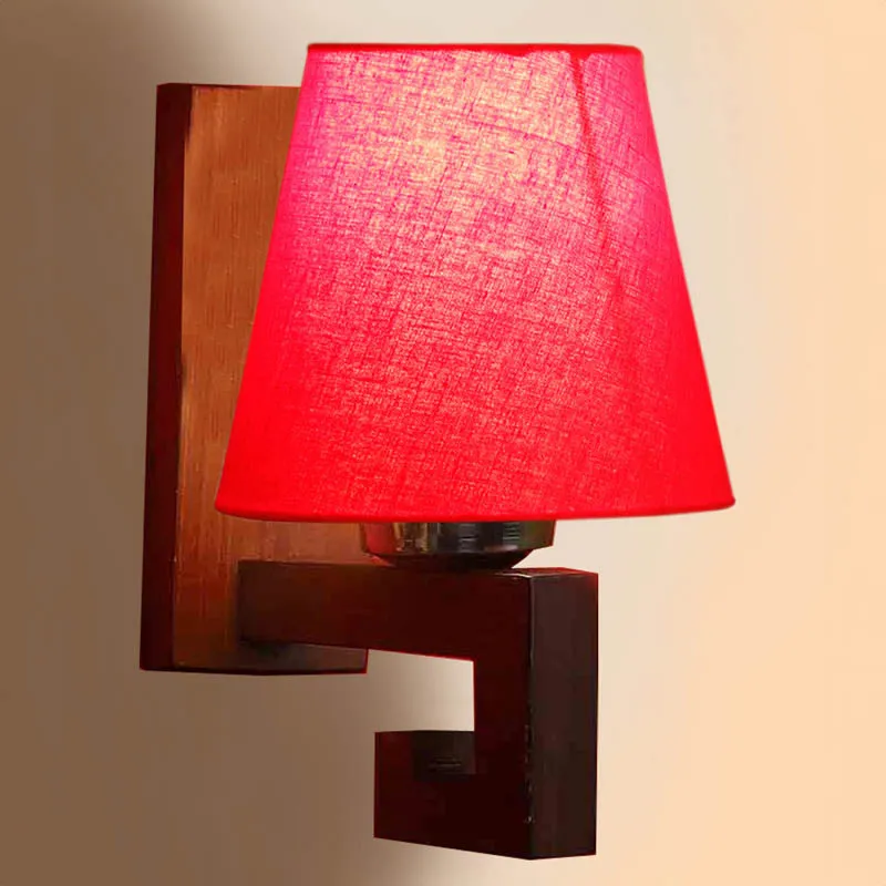 Rood Conical Wooden Wall Lamp media 4