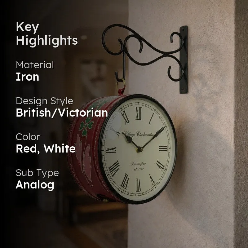 Ruby Reverie Hand-Painted Iron Wall Clock media 2