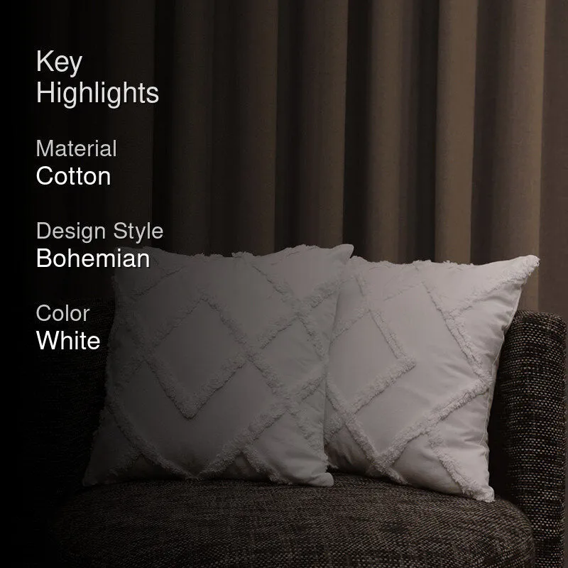 Marshmallow Matrix Tufted Cushion Cover (White) - Set Of Two media 2
