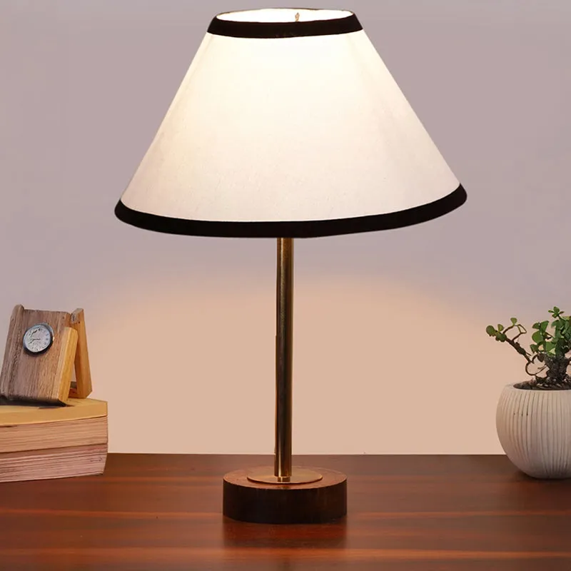 Cotin II Stripe Rodin Wooden Table Lamp - White,Gold,Brown media 2