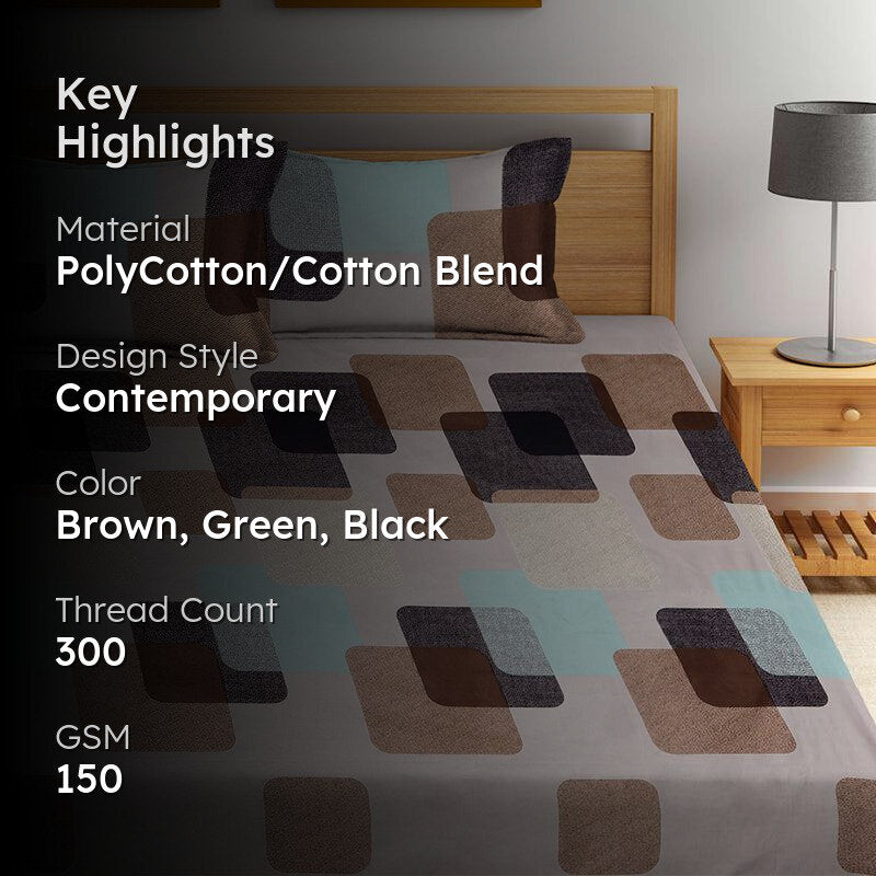 Powell Geometric PollyCotton Bedsheet - 150 GSM media 2