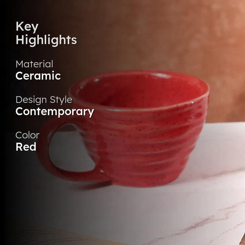 Alessia Ceramic Tea Cup (230 mL)/Red) media 2
