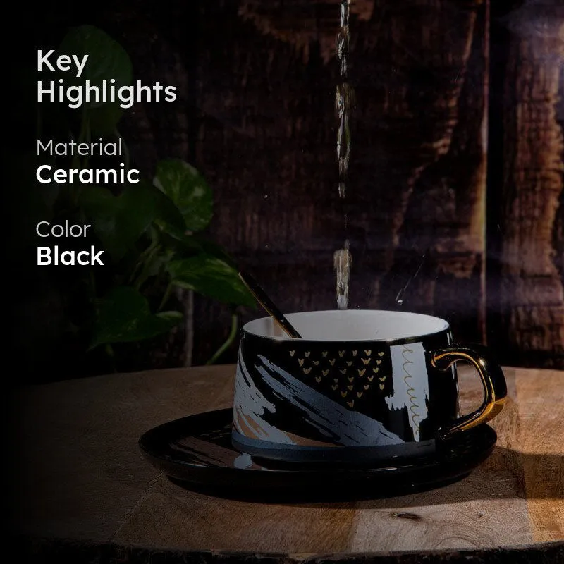 Alessi Abstract Black Cup & Saucer (250 ML) - Three Piece Set media 2