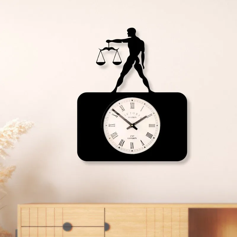 Libra Steel Analog Wall Clock - Black media 1