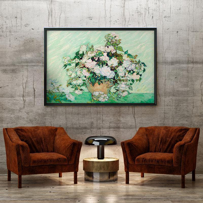 Canvas Painting Of Roses By Vincent Van Gogh - Black Frame media 4
