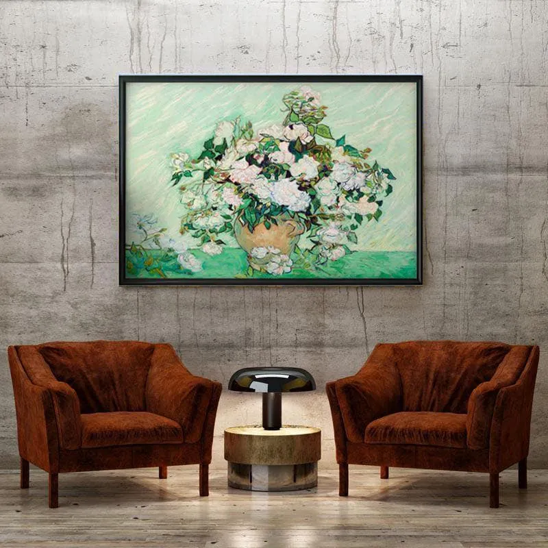 Canvas Painting Of Roses By Vincent Van Gogh - Black Frame media 4