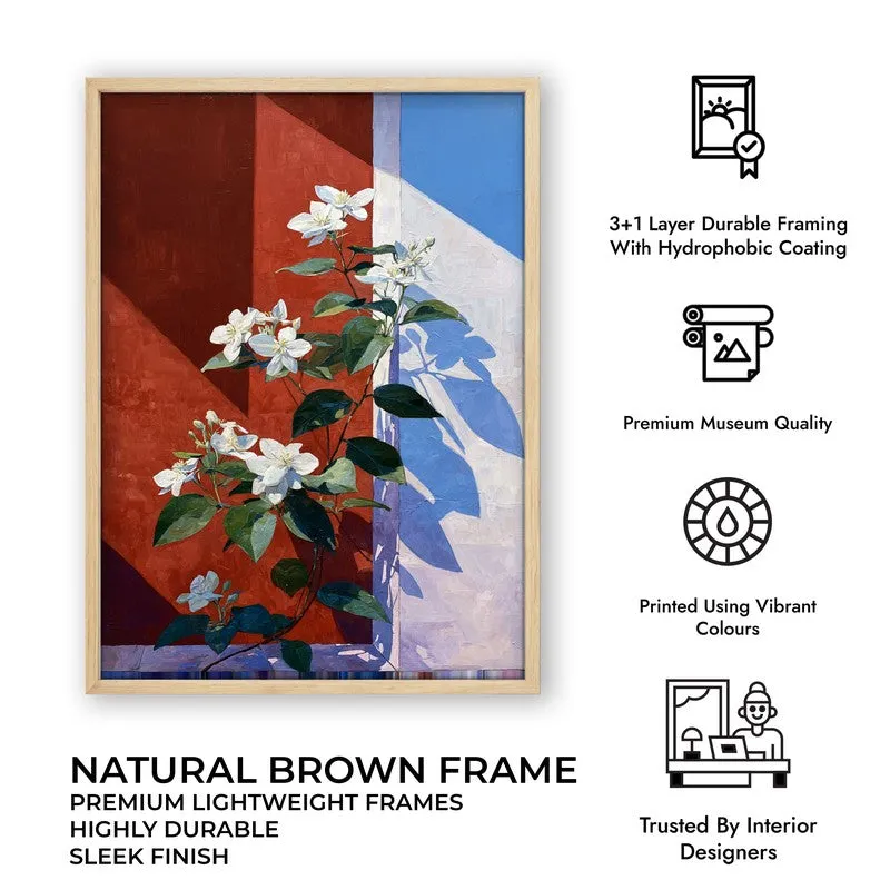 Scarlet Petals Canvas Wall Painting - Brown Frame media 10