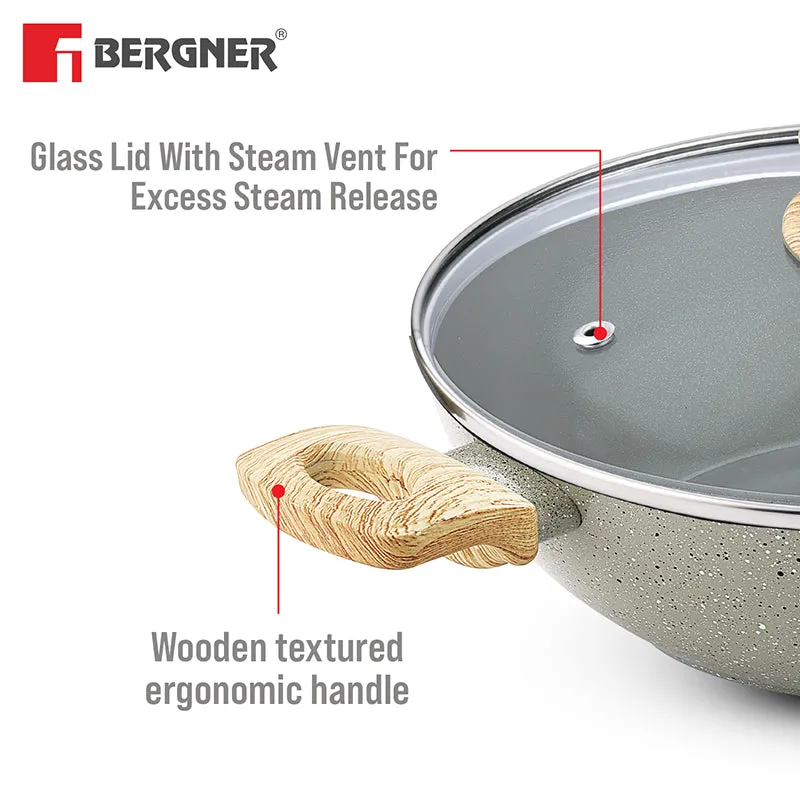 Bergner Ever Glide Non-Stick Kadhai With Lid (29 cm/4300 mL) - Set of Two media 7