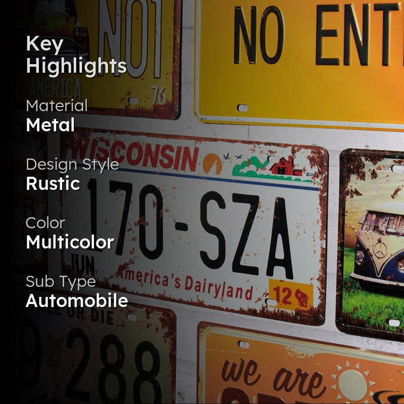 Wisconsin 170 Number Plate Retro Metal Wall Accent media 2