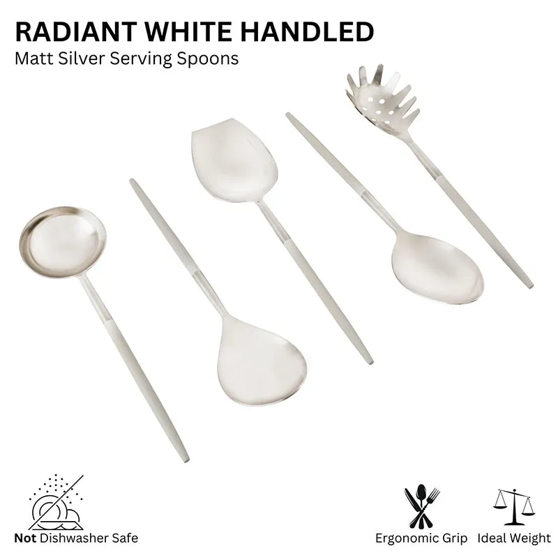 Stirling Stainless Steel Serving Spoon (White & Silver) - Set Of Five media 4