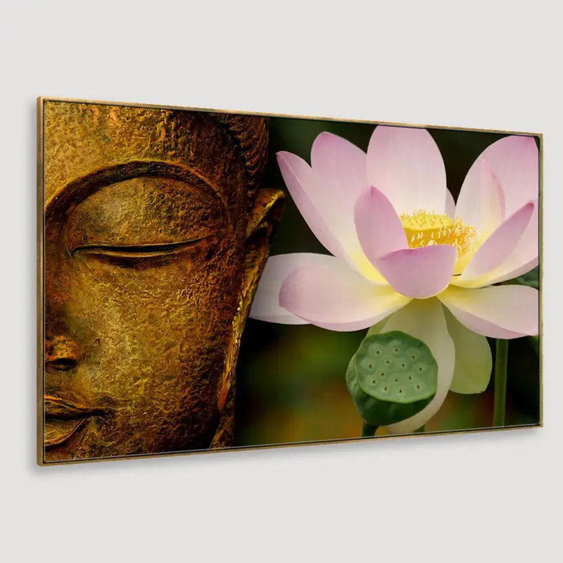Lord Buddha With Serene Lotus Canvas Wall Painting media 5