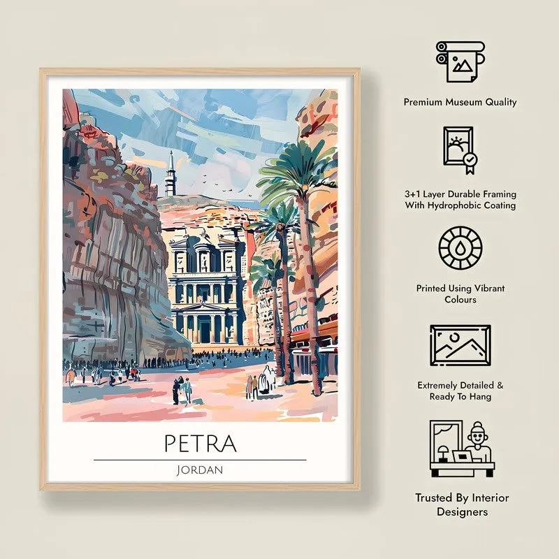 Vintage Petra Framed Canvas Archival Canvas Wall Painting - Natural Brown Frame media 8