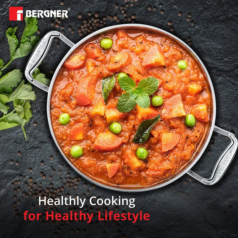 Bergner Argent Triply Deep Kadhai With Lid - 2800 mL media 4