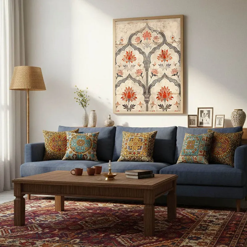 Lotus Arch Canvas Wall Painting With Brown Frame media 5