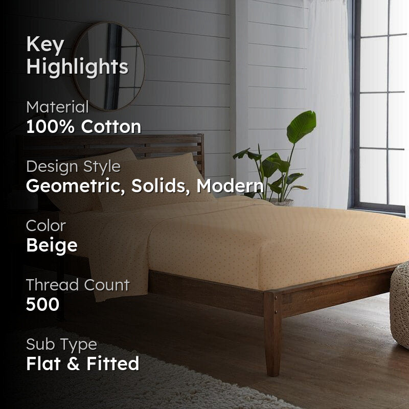 Numa Swiss Dot Cotton Bedsheet (Almond) - 500 TC media 2