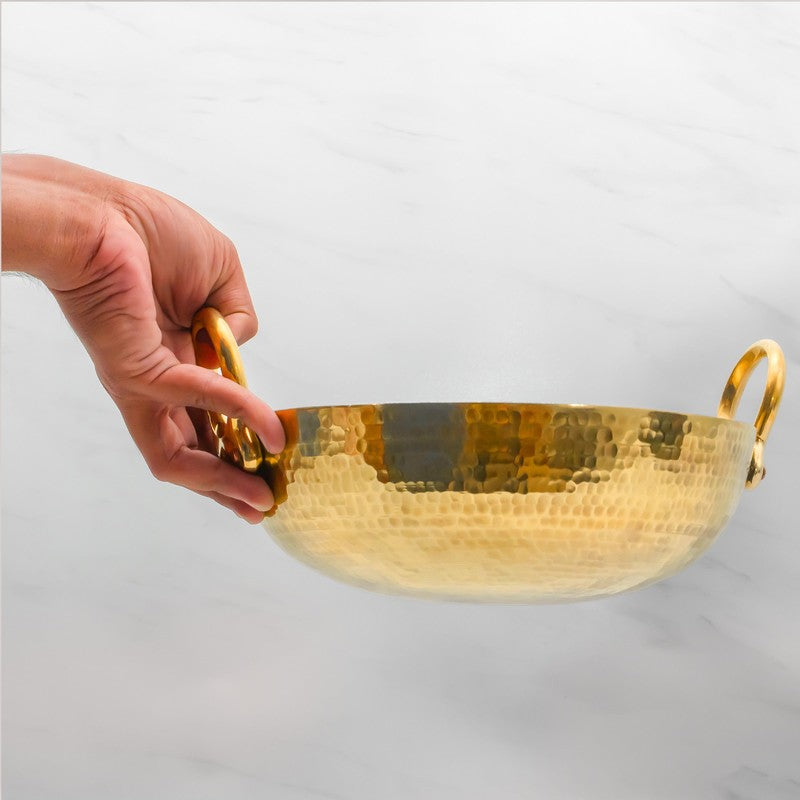 Aurelia Glossy Brass Kadhai - 3500 mL media 6