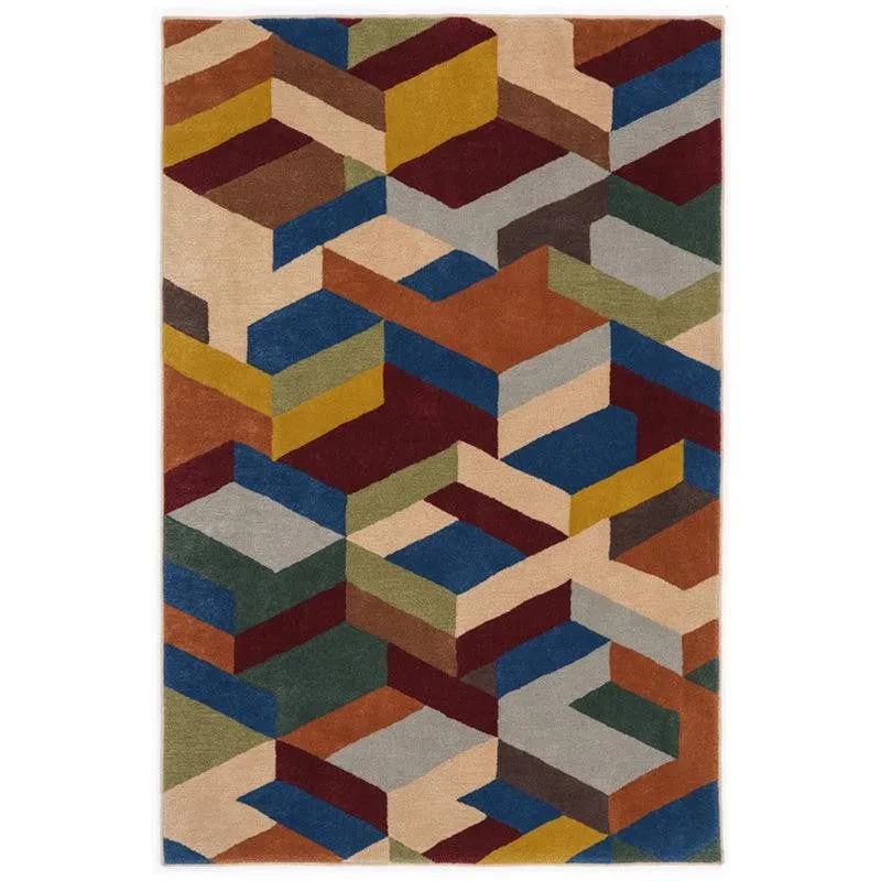 Elpenor Hand Tufted Geometric Wool & Nylon Carpet - Multicolor media 1