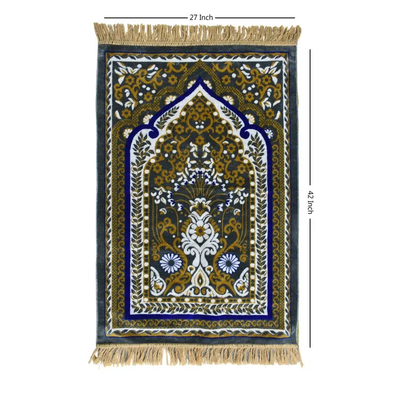 Sakinara Velvet Prayer Mat - Beige,Blue media 6