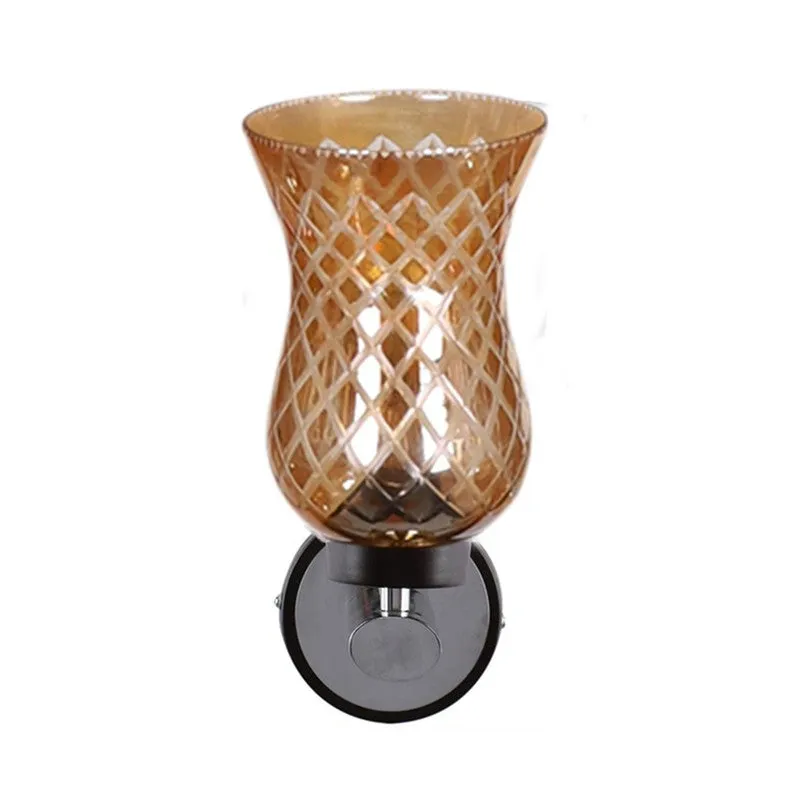 Honey Glow Chrome Amber Glass Wall Lamp media 5