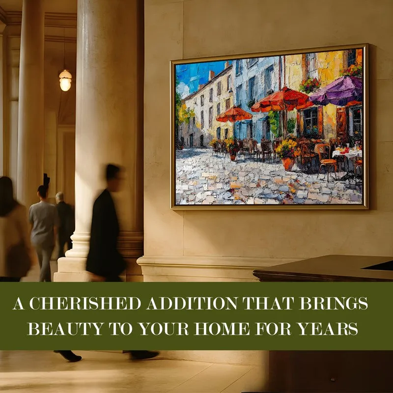 Cobblestone Cafe Canvas Wall Painting With Frame media 7