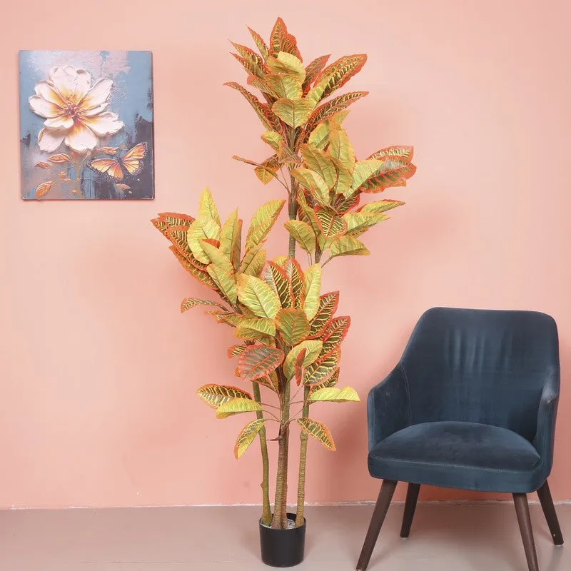 Enchanted Croton Artificial Plant With Black Plastic Pot media 3