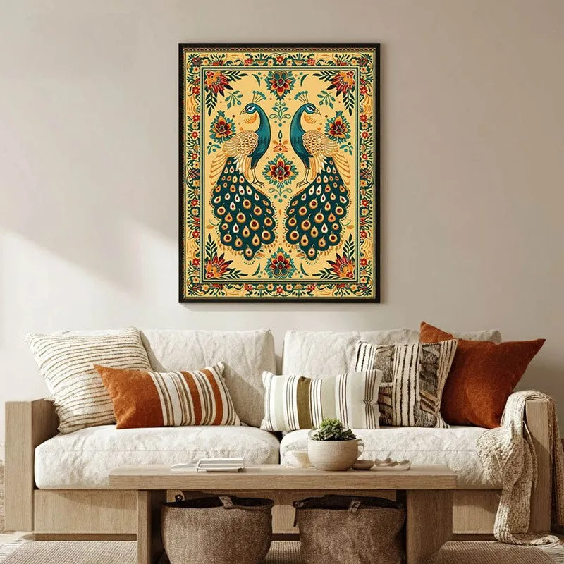 Mayura Folk Art Canvas Wall Painting With Black Frame media 1