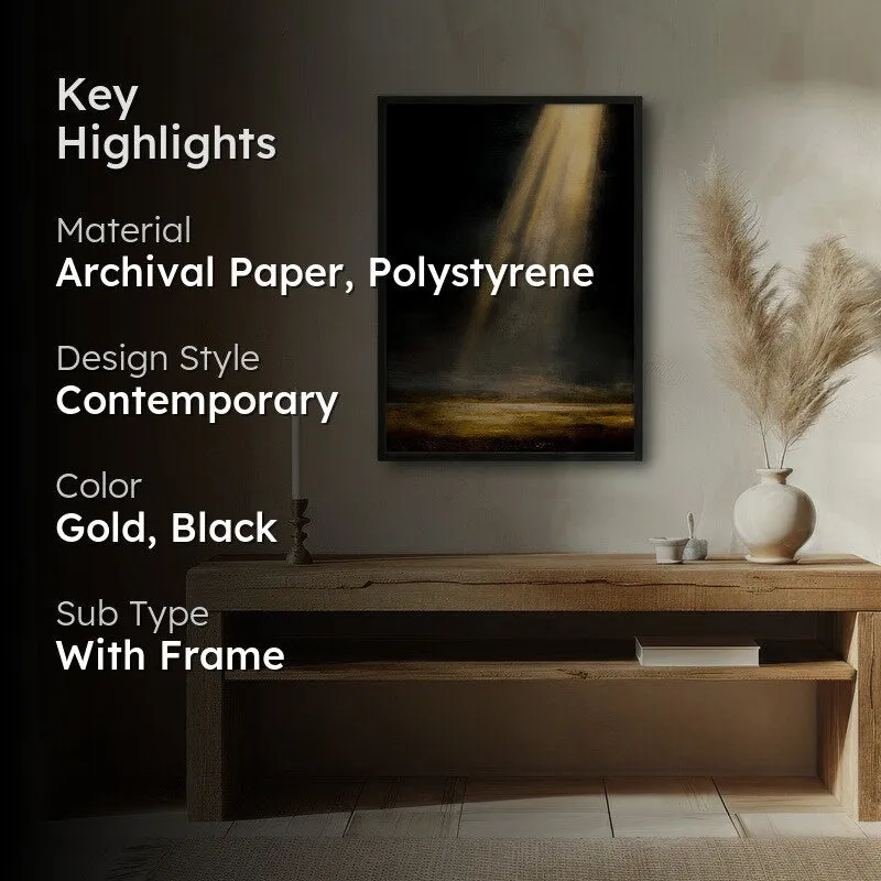 Golden Rays Archival Paper Wall Painting With Black Frame media 2