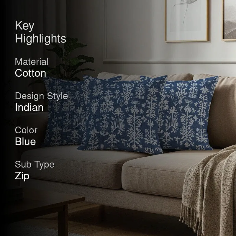 Urban Space Softiq Blue Cotton Cushion Cover Set - Set of Three media 2