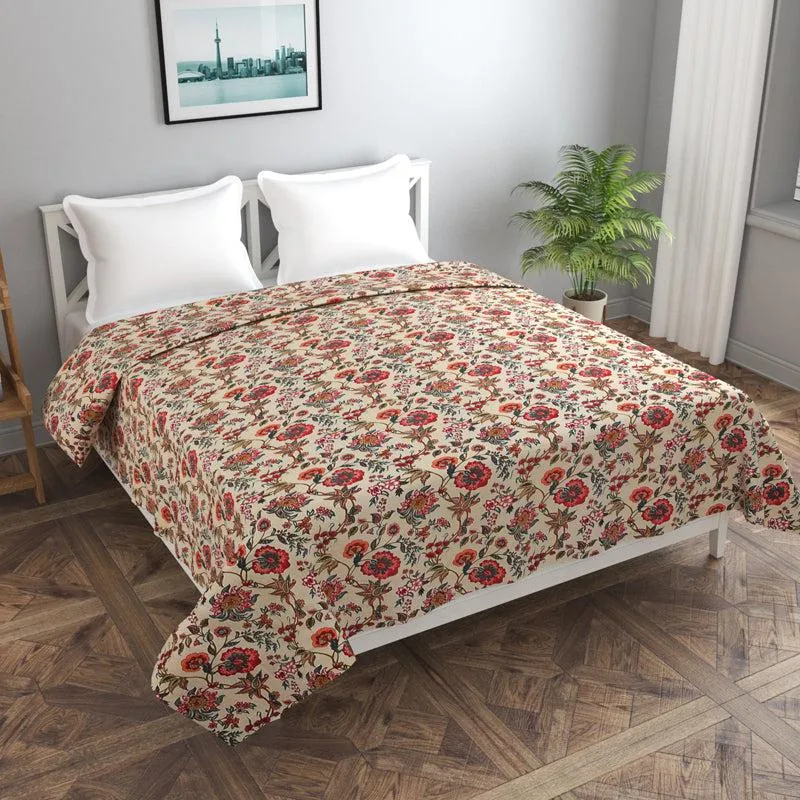 Busy Blooms Floral Cotton Duvet Cover - 210 TC media 1