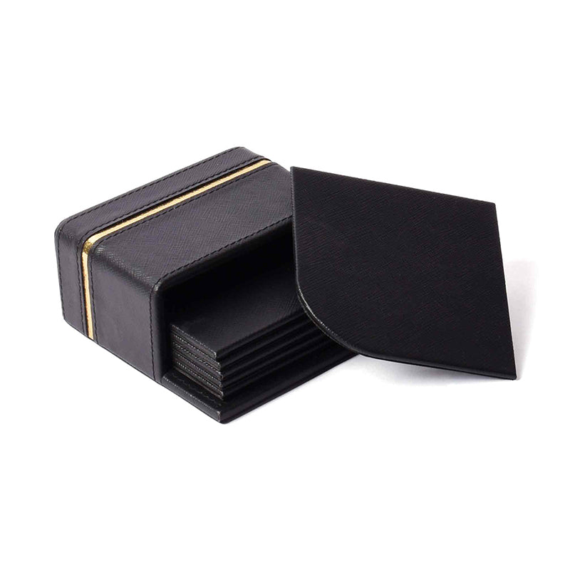 Ceastra Faux Leather Coaster (Black) - Seven Piece Set media 3