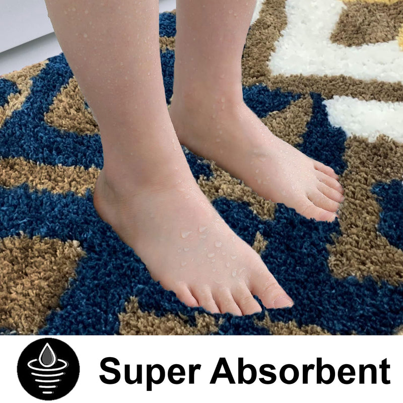 Fluffy Diamonds Microfiber Bath Mat - Blue media 5