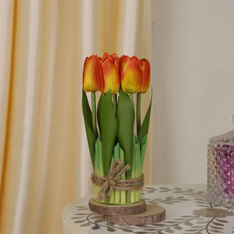 Realistic Artificial Tulip Bunch - Orange media 1