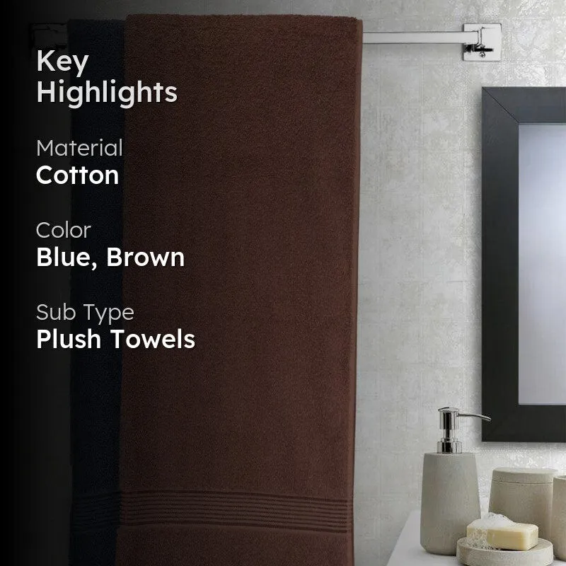 Bodil Bath Towel (Navy Blue & Brown) - Set Of Two media 2