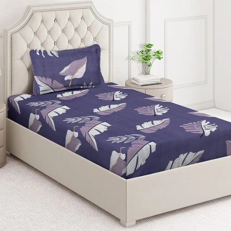 Tropi Tropi Floral Bedsheet (Purple) - 130 GSM media 1