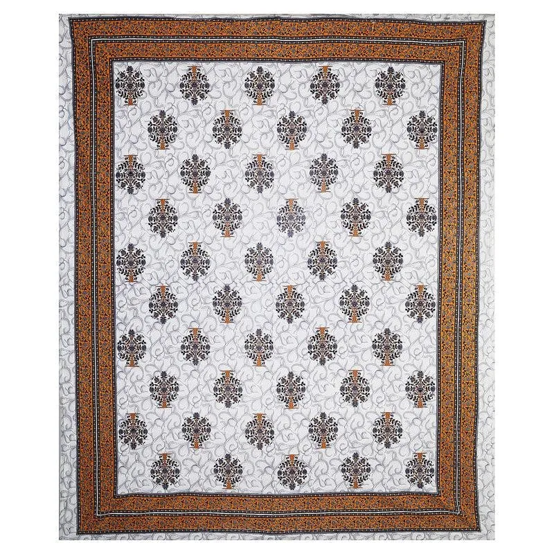 Anant Floral Cotton Bedsheet (Brown) - 144 TC media 5