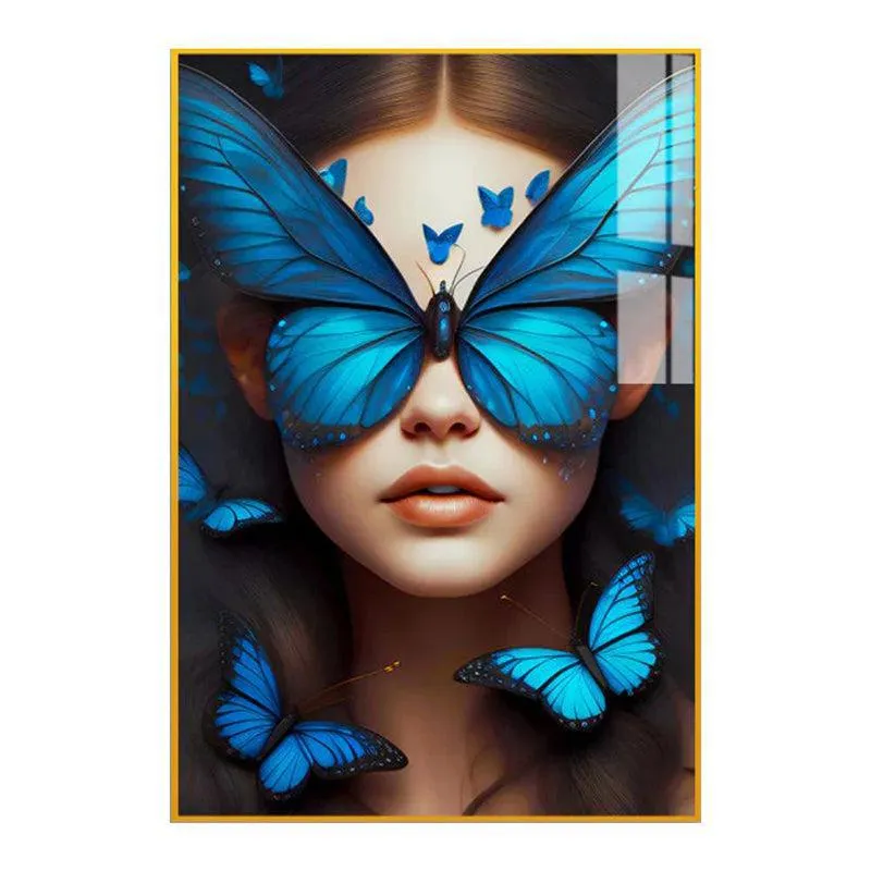 Blue Metamorphosis Modern Canvas Wall Art With Frame - Gold media 3