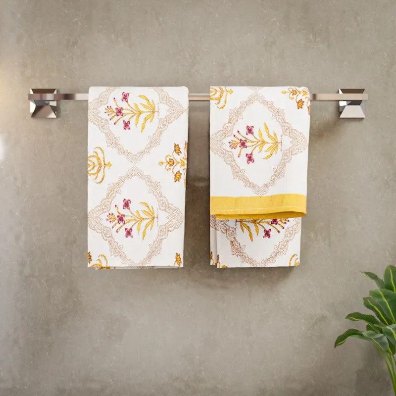 Costal Leaf Cotton Hand Towel - Sky Yellow media 3