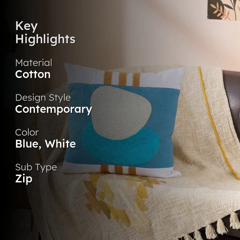 Rock Blue Elegance Tufted Cotton Cushion media 2