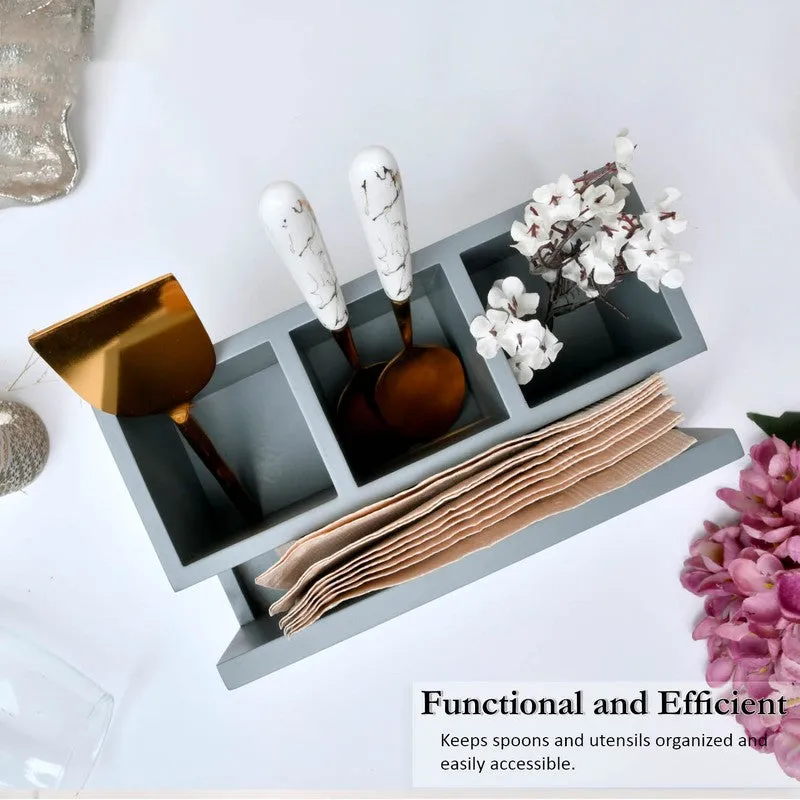 Floral Printed Wooden Cutlery Stand media 3