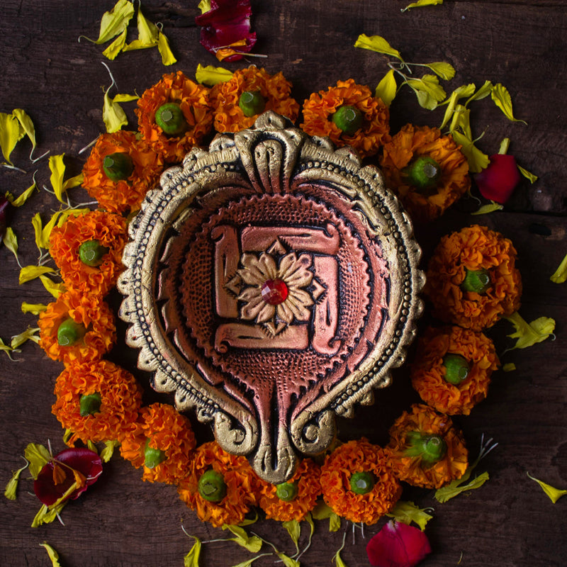 Divine Swastika Terracotta Diya - Set Of Two media 4