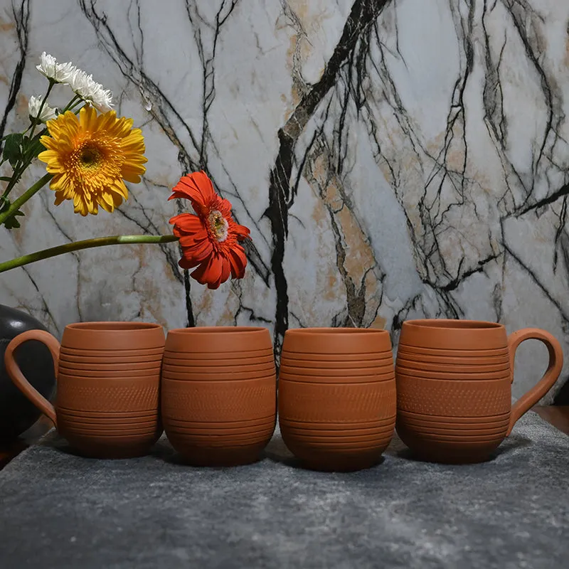 Srishti Terracotta Coffee Mug (250 mL Each) - Set of Four media 3